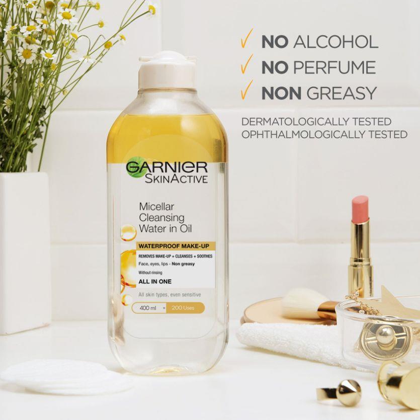 Garnier SkinActive Micellar Cleansing Water in Oil, Removes Waterproof Makeup, 400ml