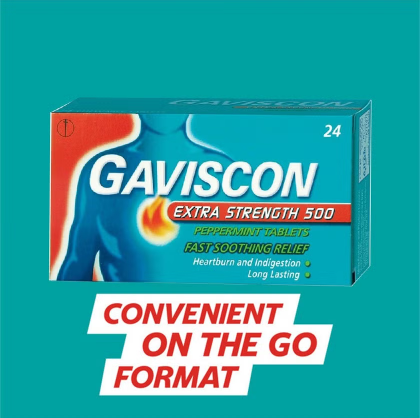 Gaviscon Extra 500mg  Tablets 24's Peppermint