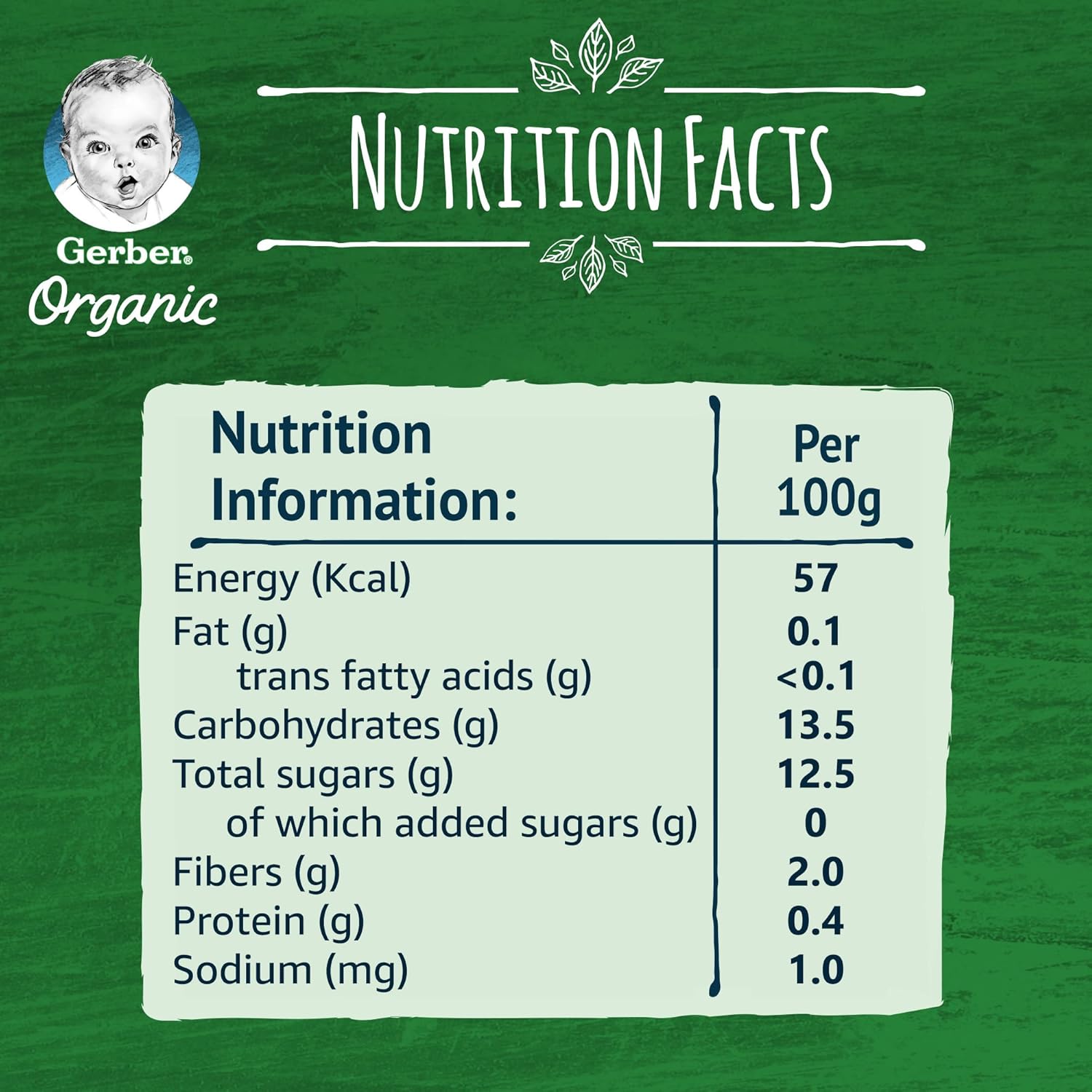 Gerber Organic Puree Baby Food Apple, 100% Organic Fruit Puree for Babies 6+ Months, No Added Sugar, 90g