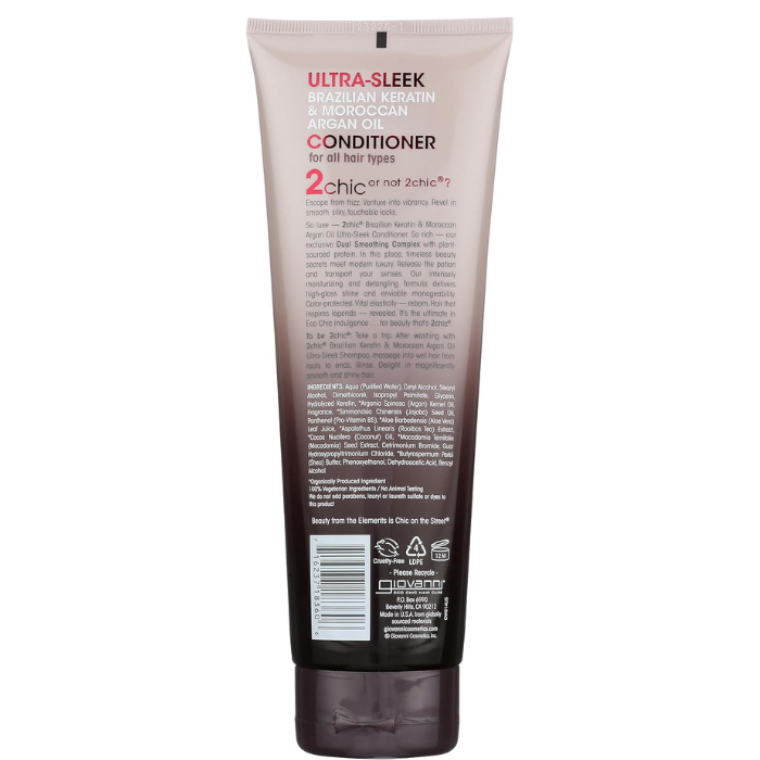 Giovanni 2Chic Keratin & Argan Ultra Sleek Conditioner 8.5 Oz