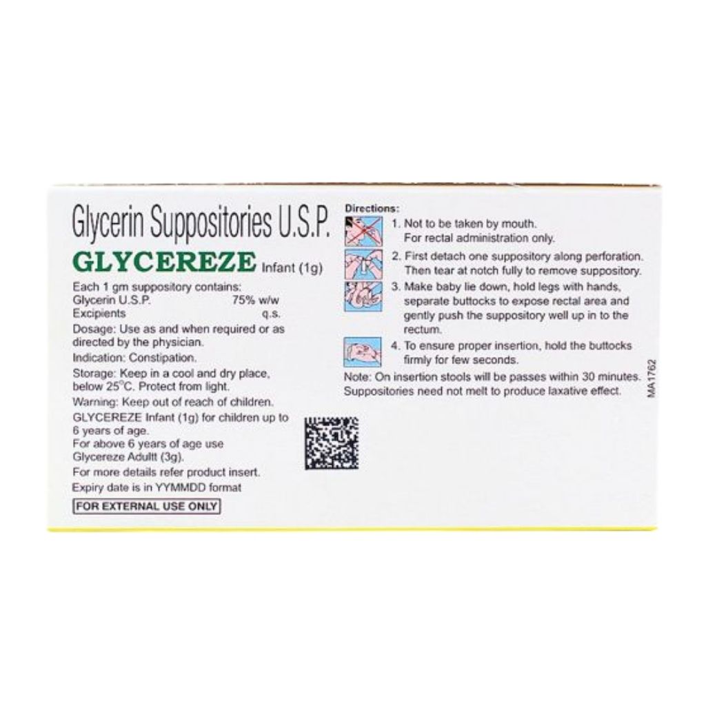 Glycereze Infant 1 g Suppositories 10's