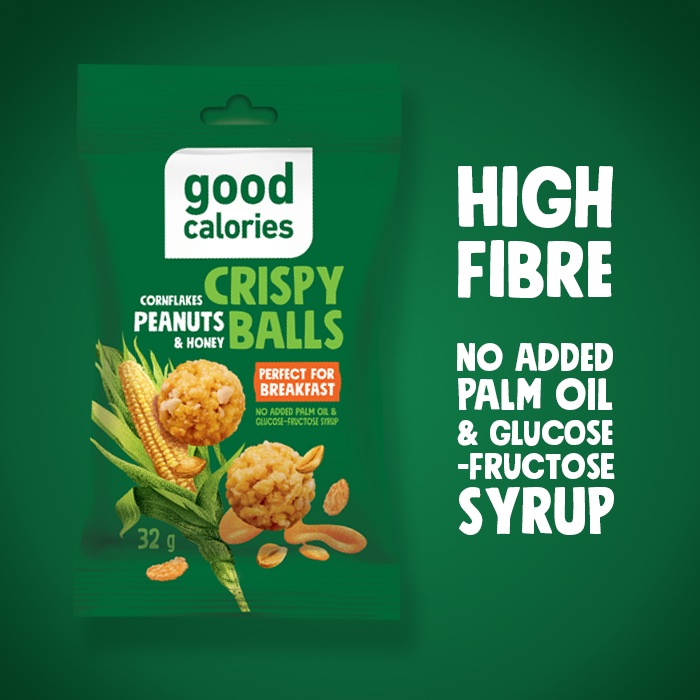 Good Calories Crispy Balls Cornflakes & Peanuts, No Palm Oil & Glucose, Fructose Syrup, and Perfect for Breakfast - 32g