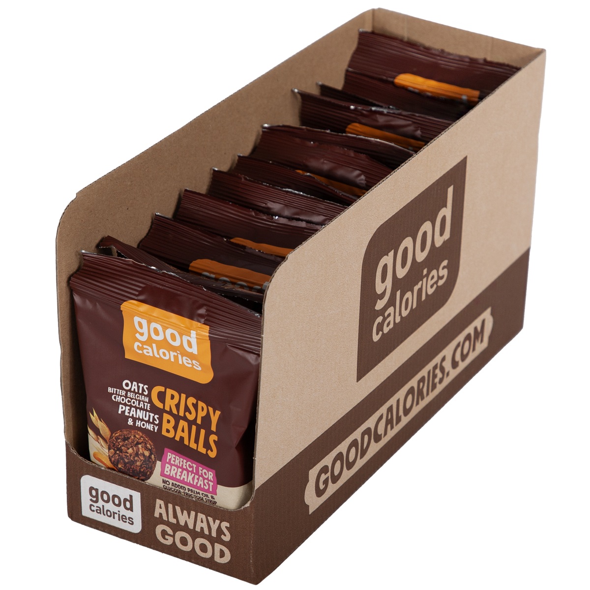 Good Calories Oats Bitter Belgian Chocolate Peanuts & Honey Crispy Balls, Perfect for Breakfast, High Fiber, No Palm Oil & Glucose, Fructose Syrup – 40g
