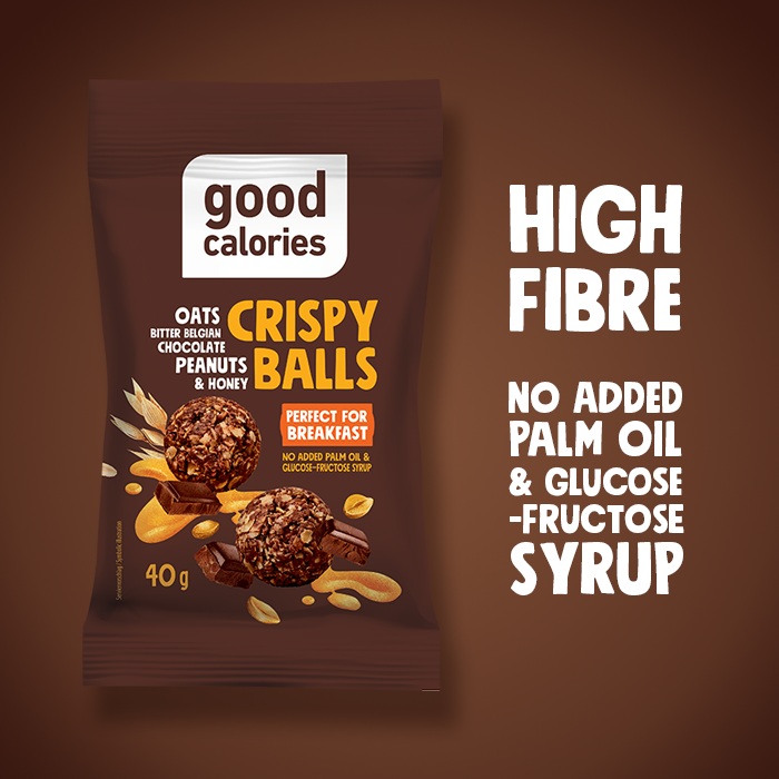 Good Calories Oats Bitter Belgian Chocolate Peanuts & Honey Crispy Balls, Perfect for Breakfast, High Fiber, No Palm Oil & Glucose, Fructose Syrup – 40g
