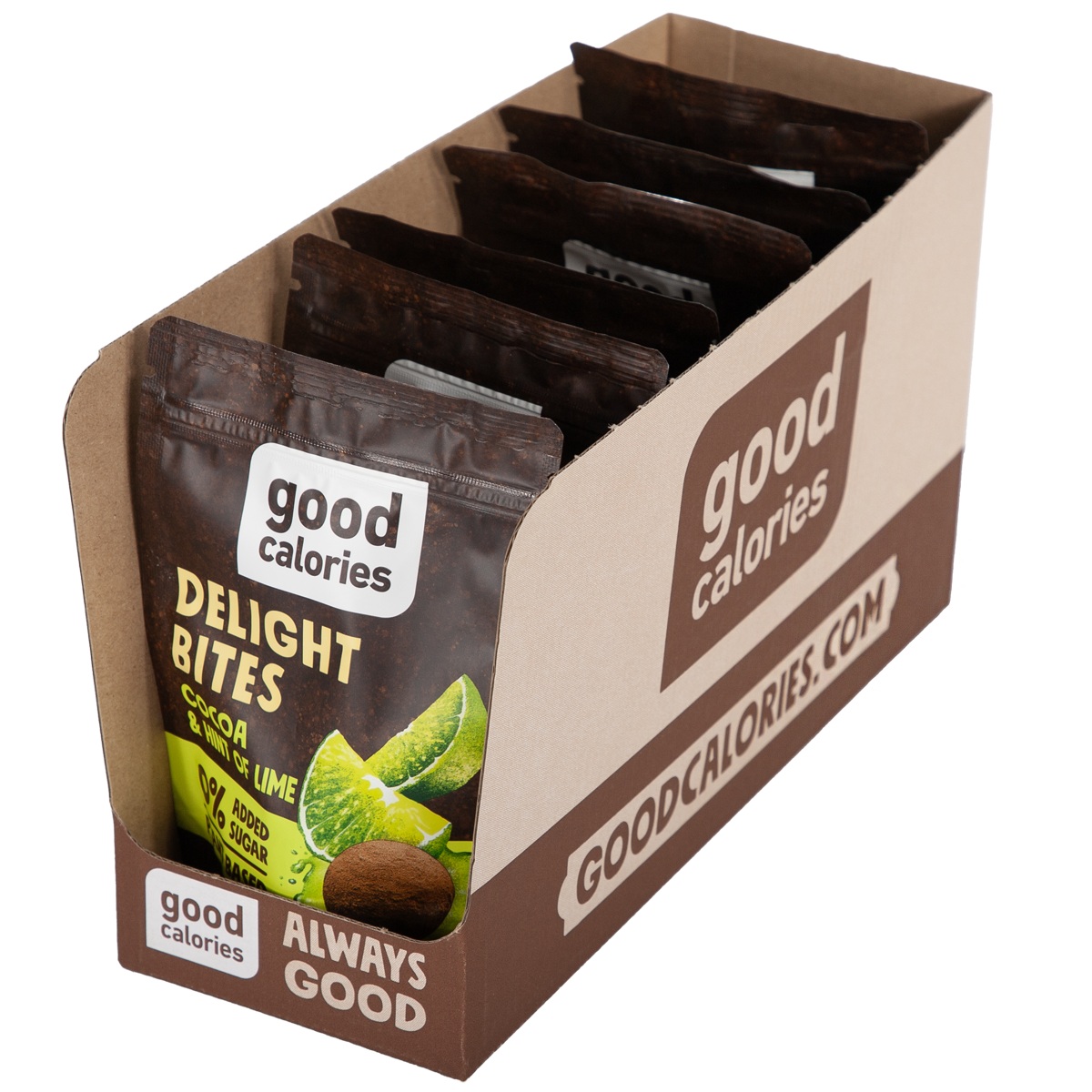 Good Calories Cocoa & Hint of Lime Delight Bites, Natural Source of Magnesium, Iron & Potassium, No Sugar, Vegans – 65g