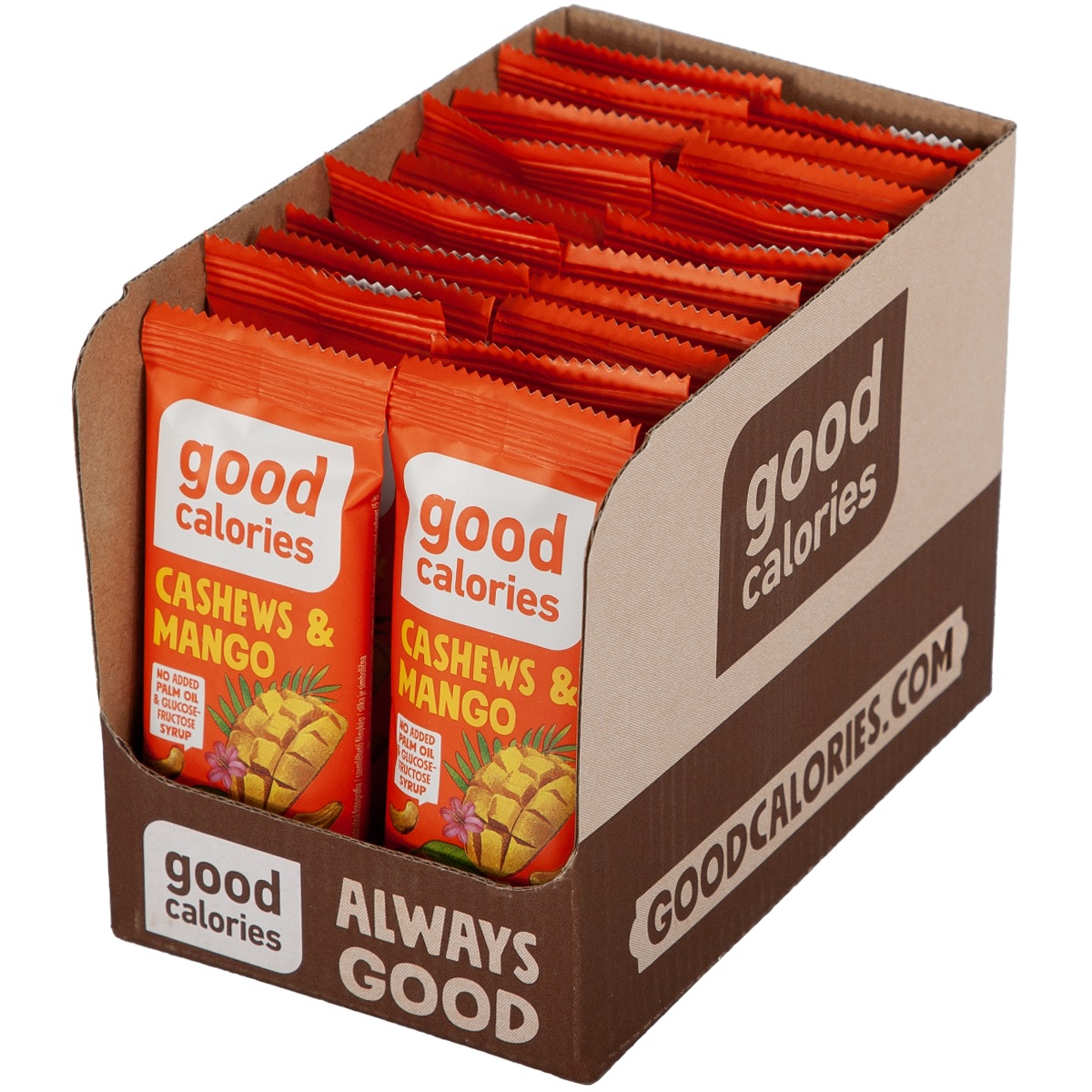 Good Calories Nut Bar Cashews & Mango 32g, With 96% Fruits & Nuts, Rich in Fiber, No Palm Oil & Glucose - Fructose Syrup, Vegan - Pack of 20 pcs