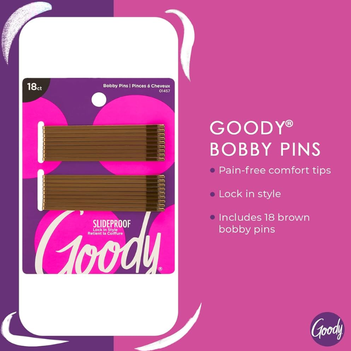 Goody 3" Bobby Pins Brown 18's
