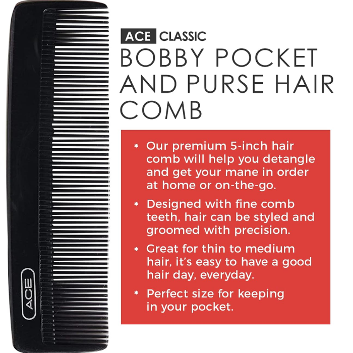 Goody Ace 5" Bobby Pocket Comb Black