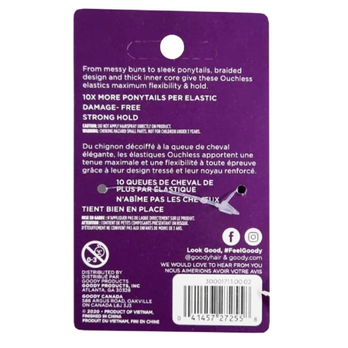 Goody  With Ouchless Black 2mm Elastics 36 Count
