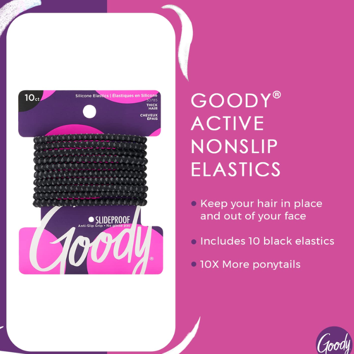 Goody With Slide Proof 4 mm Black Elastics 10's