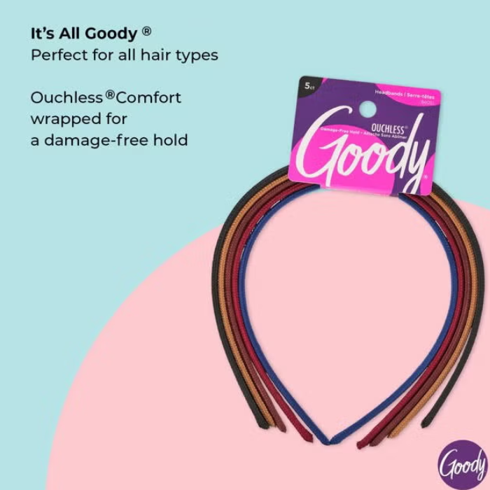 Goody Women's Classics Shoe String Fabric Headband 5's