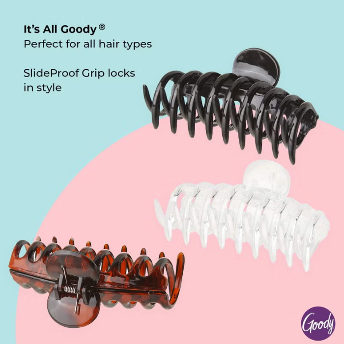Goody Women's Clip Translucent Spindle Claw Clips 3's
