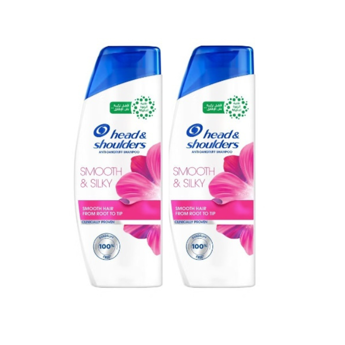 Head & Shoulders Smooth & Silky Anti-Dandruff Shampoo, 375ml Pack of 2