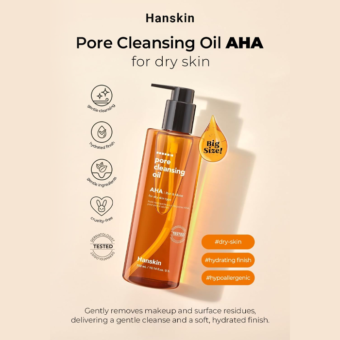 Hanskin Pore Cleansing Oil AHA Rich & Moist 300ml