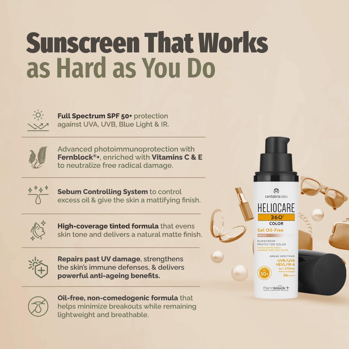 هيليوكير 360 كولور بيرل جل خالي من الزيوت بمعامل حماية SPF50 50 مل