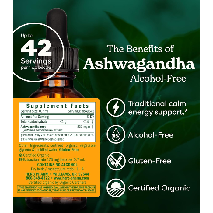 Herb Pharm Ashwagandha Energy & Vitality 1 Oz