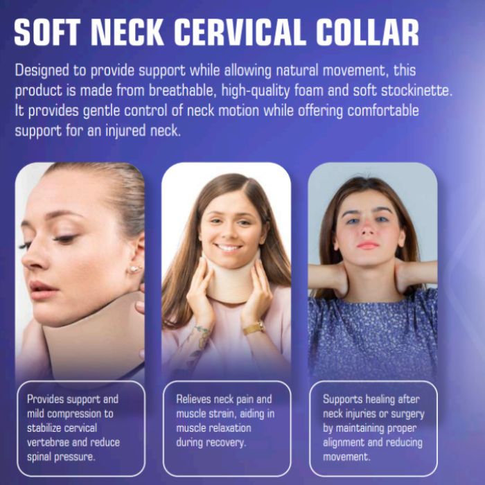 Hercules Soft Neck Cervical Collar Support, Neck Pain Relief & Spine Alignment, Adjustable & Comfortable -Large