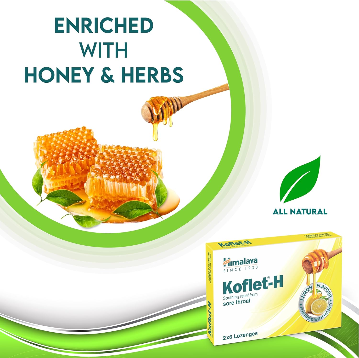 Koflet H Lozenges بالزنجبيل من هيمالايا - 6 اقراص
