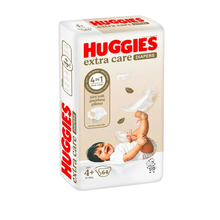 Huggies Extra Care Diaper Size 4+ 64s JUMBO