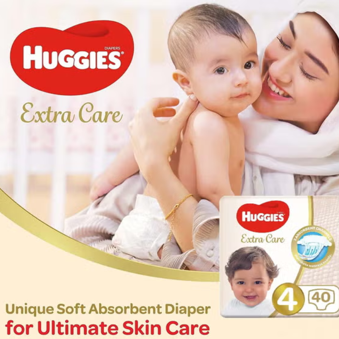 Huggies Extra Care Diaper Size 4 40s TWIN PACK