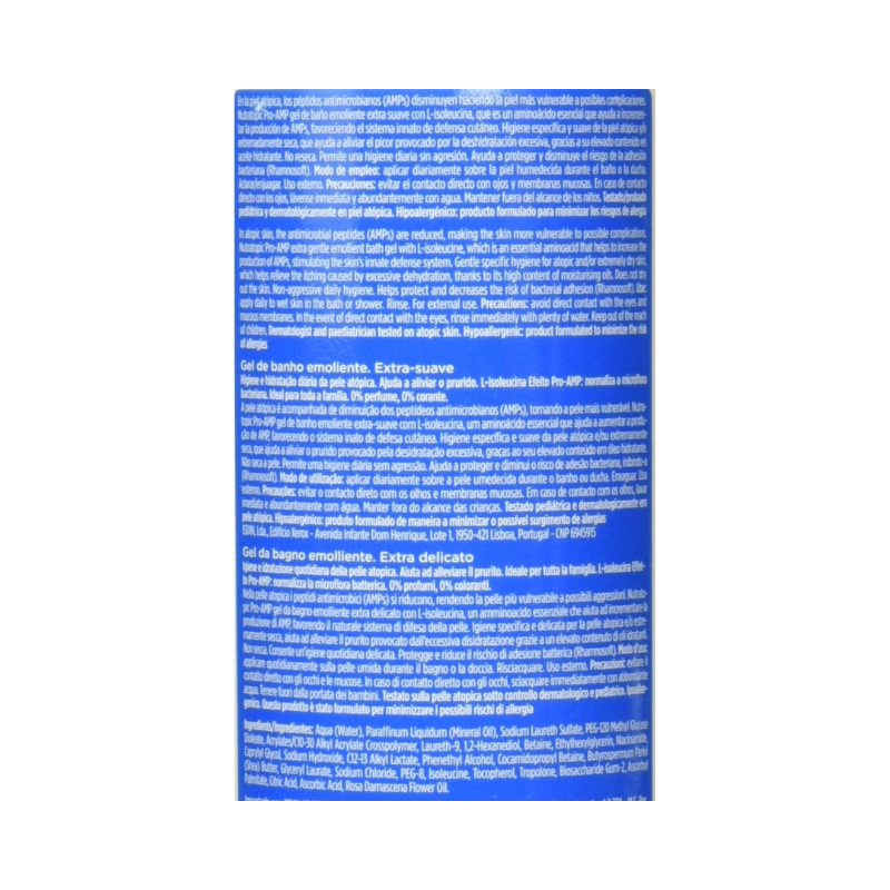 Isdin Nutratopic Pro-AMP Emollient Bath Gel, Gentle Daily Cleanser for Atopic Skin - 400ml