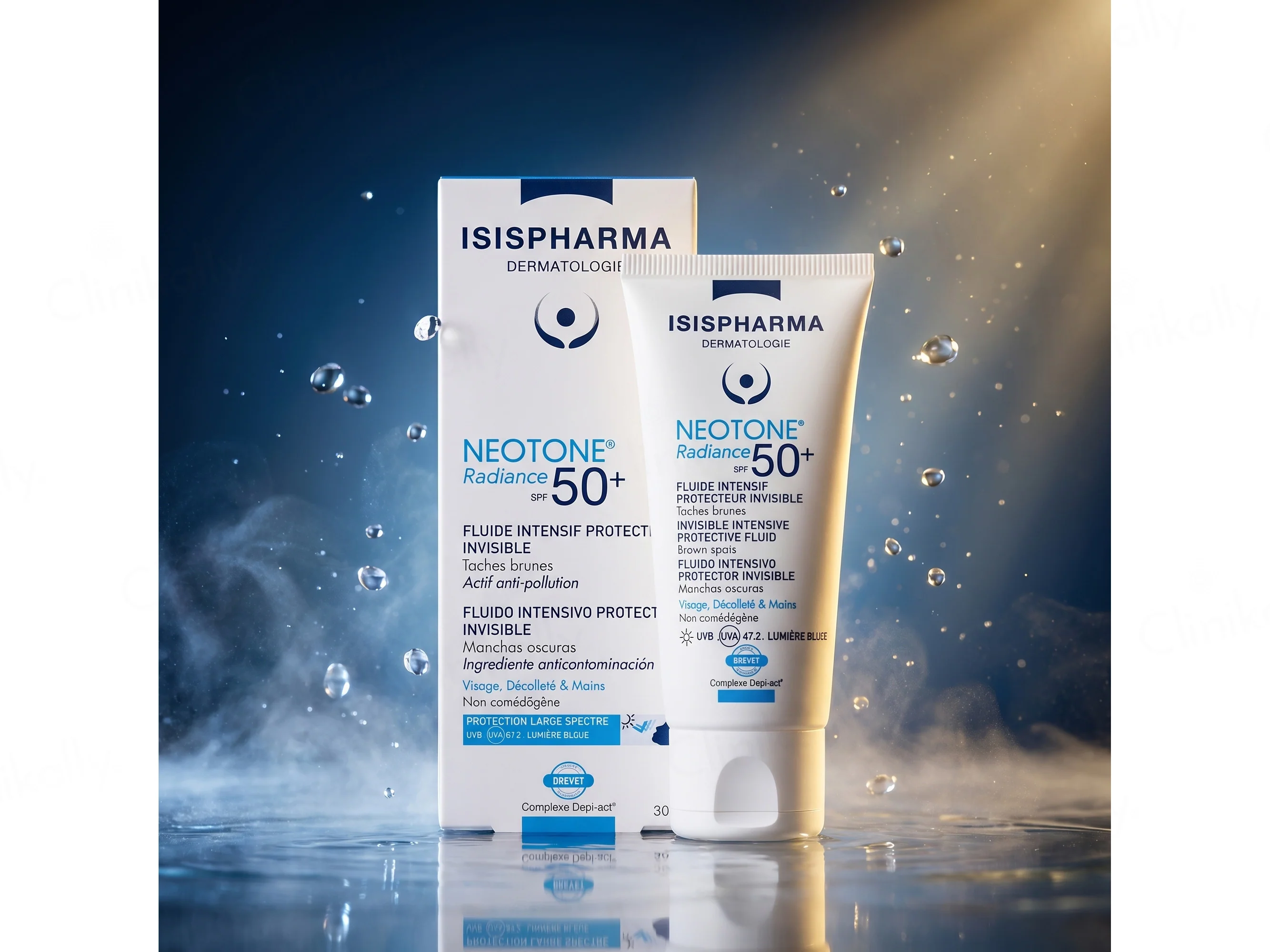 Isis Neotone Radiance (SPF50+) Protective Fluid, Reduces Brown Spots and Shields from UVA, UVB & Blue Light, 30ml