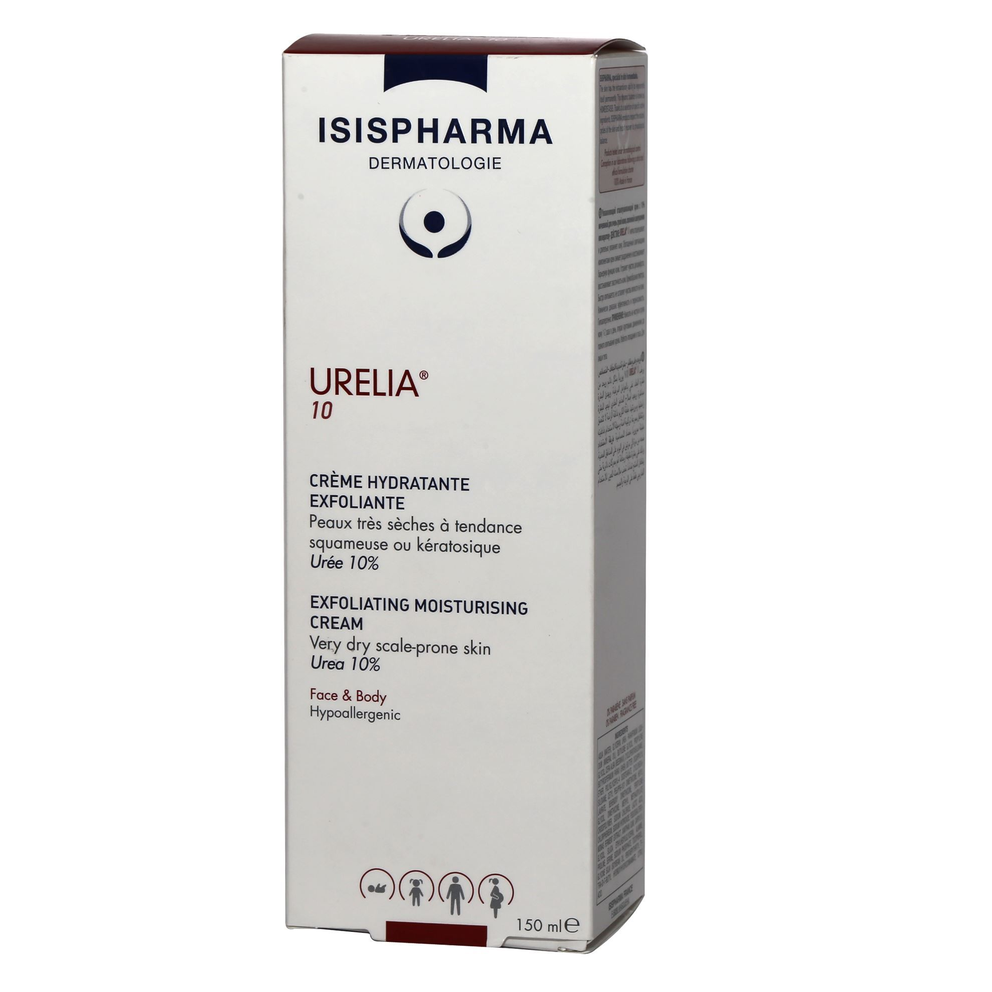 Isis Urelia 10 Exfoliating Moisturizing Cream, Urea and Postbiotics for Dry, Flaky Skin, 150ml