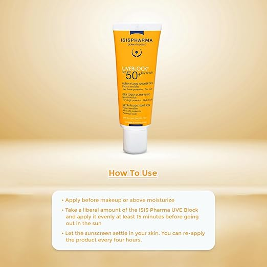 Isis UVE Block (SPF50+) Dry Touch Ultra-Fluid, Lightweight Mattifying Sunscreen for Oily Skin, 40ml