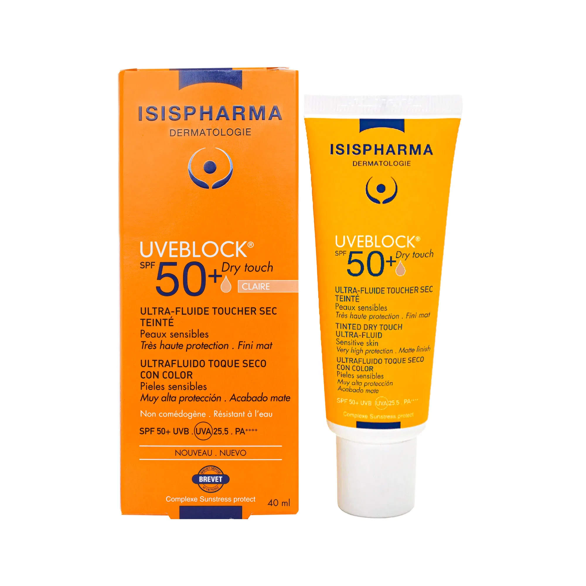 Isis UVE Block (SPF50+) Dry Touch Ultra-Fluid Tinted Cream, Mattifying Sunscreen for Oily Skin, 40ml
