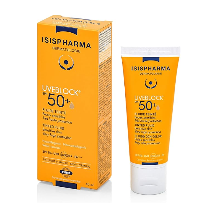 Isis UVE Block (SPF50+) Invisible Fluid, Ultra-Light, Broad-Spectrum Sunscreen for Sensitive Skin, 40ml