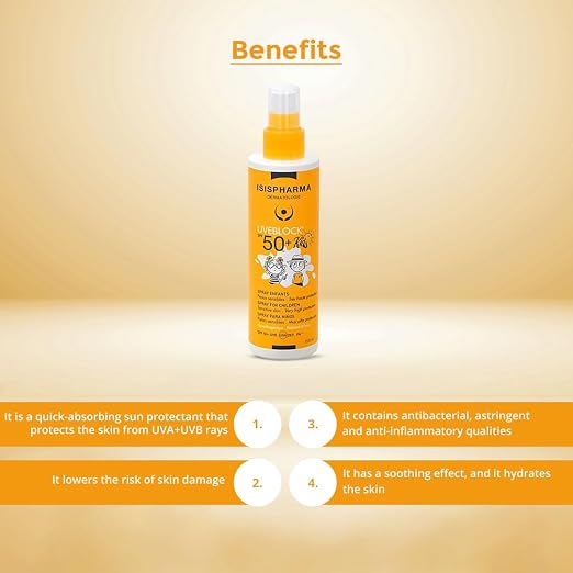 Isis UVE Block Kids (SPF50+) Spray, Broad-Spectrum Sun Protection for Sensitive Skin, 150ml