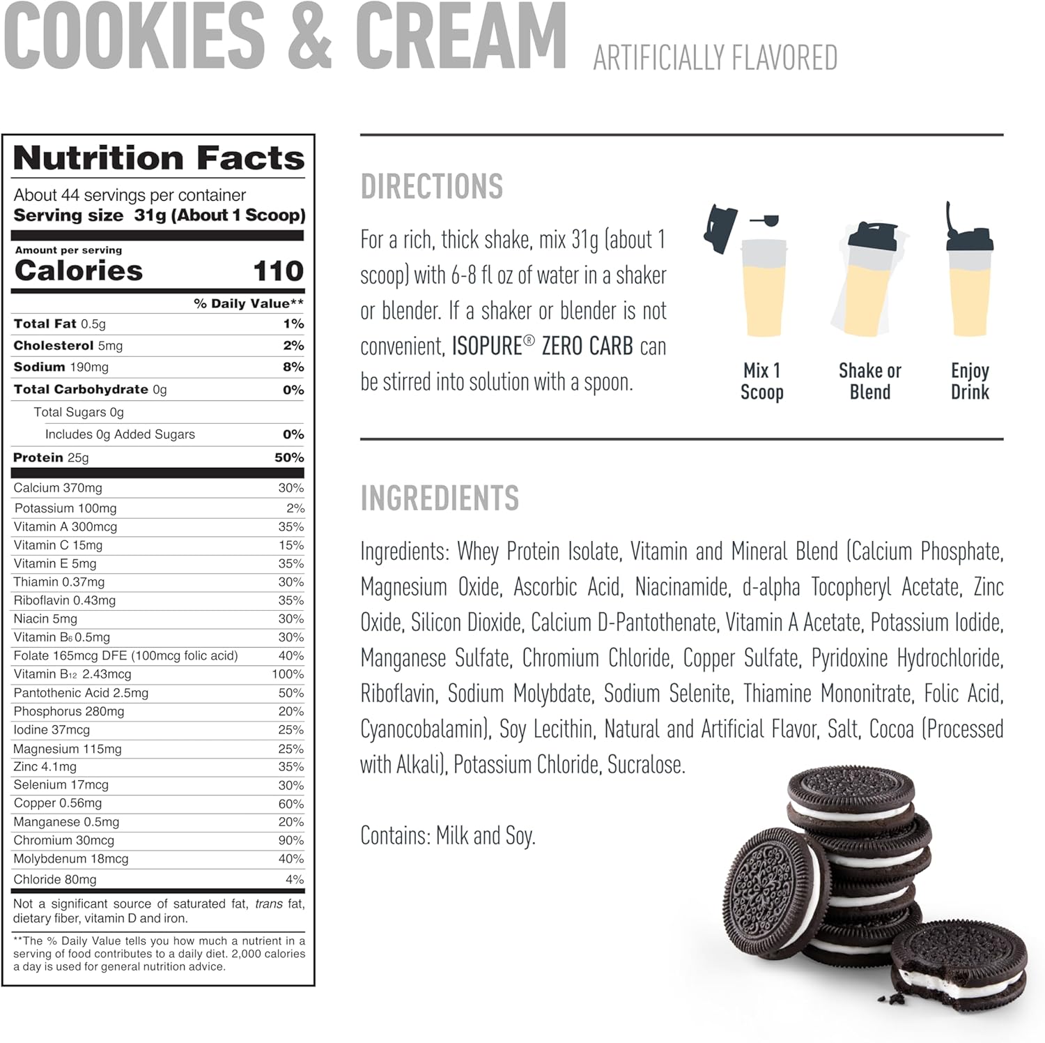 Isopure Zero Carb Cookies 3 lb