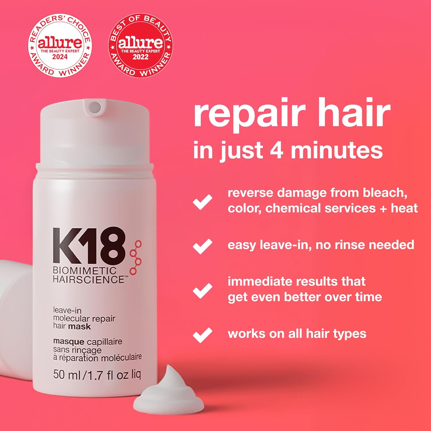 K18 Leave-In Molecular Repair Hair Mask 15ml