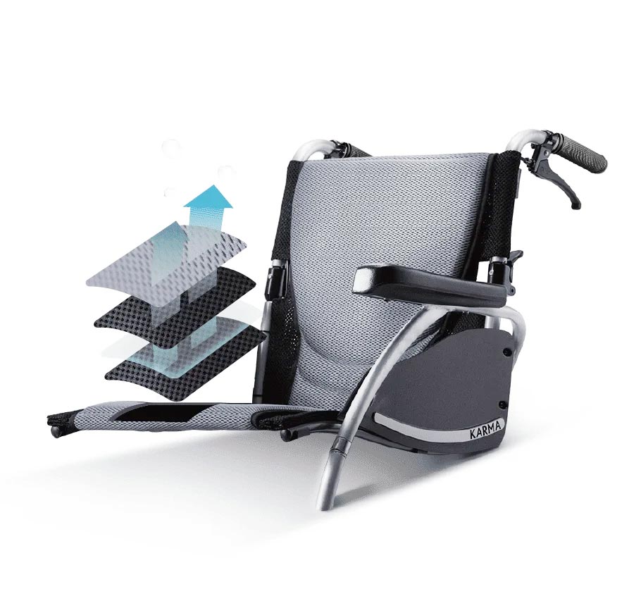 Karma S Ergo Manual Wheel Chair Grey/P Silver18" 115F24Wb