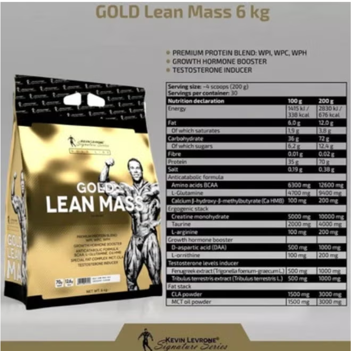 Kevin Levrone Gold Lean Mass Gainer Bunty, Premium Muscle and Strength Formula with 70g Protein, 6kg