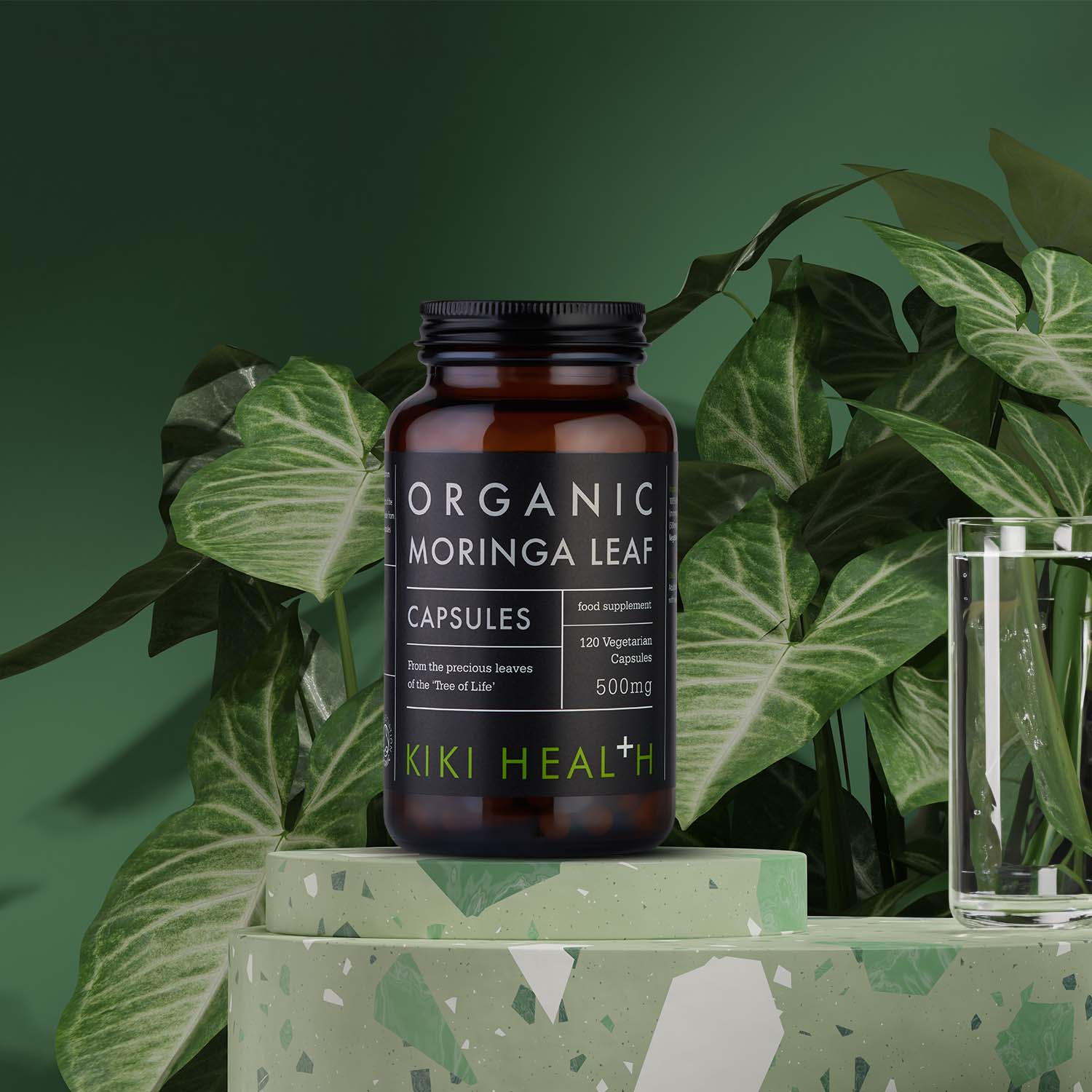 KIKI Health Organic Moringa Leaf 500mg 120 Vegetarian Capsules