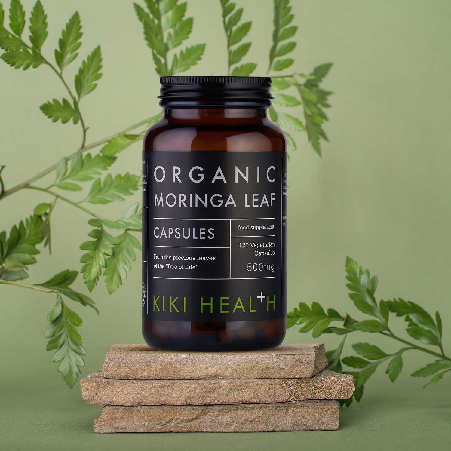 KIKI Health Organic Moringa Leaf 500mg 120 Vegetarian Capsules