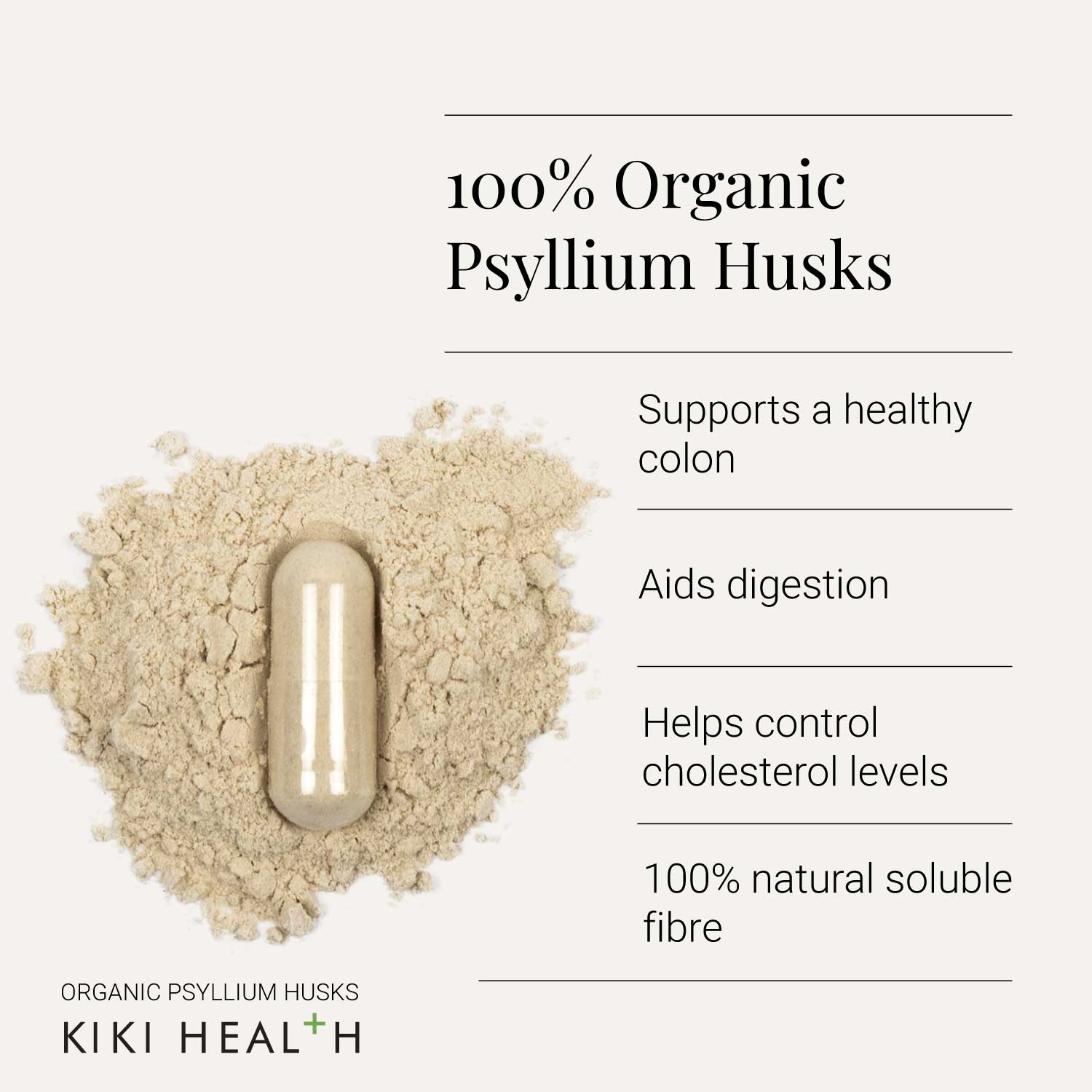 KIKI Health Organic Psyllium Husks Vegetarian Capsules 120's