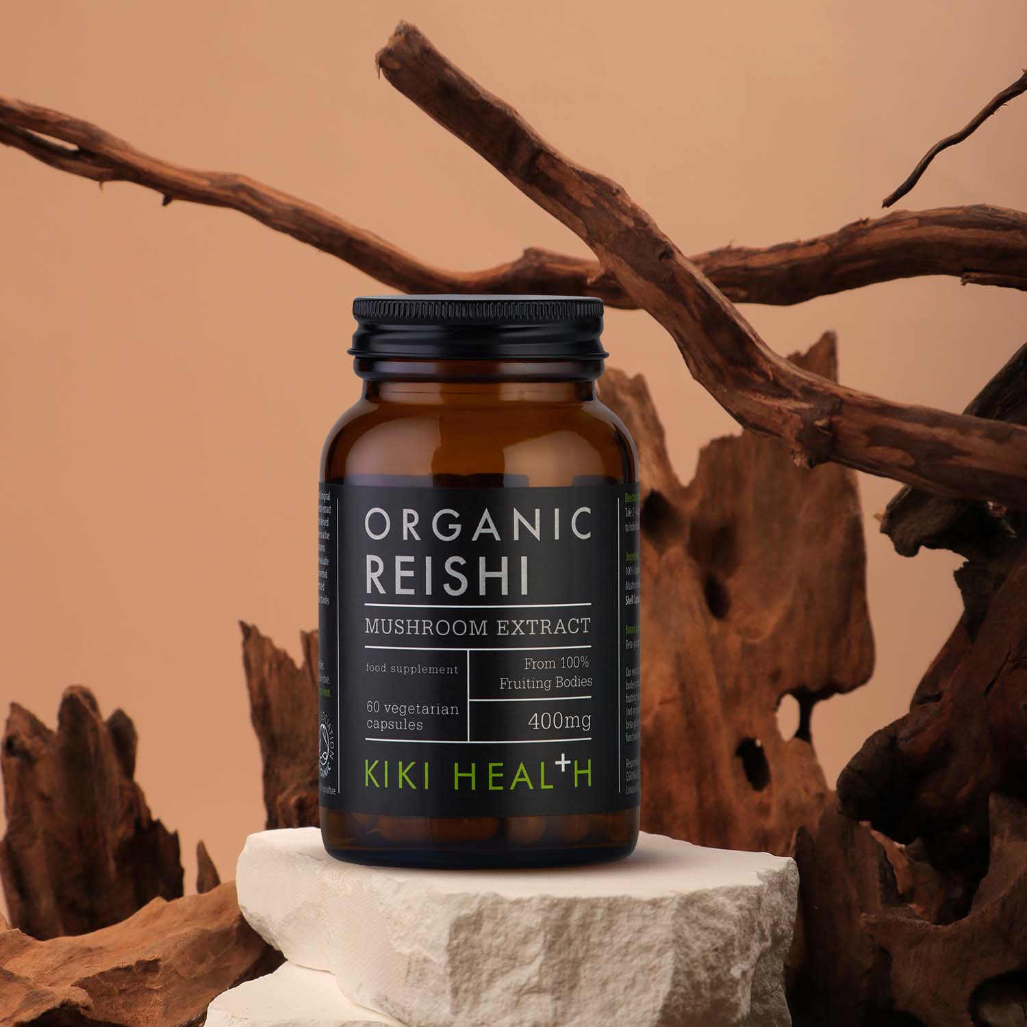 KIKI Health Organic Reishi Mushroom Extract Vegetarian Capsules 60's