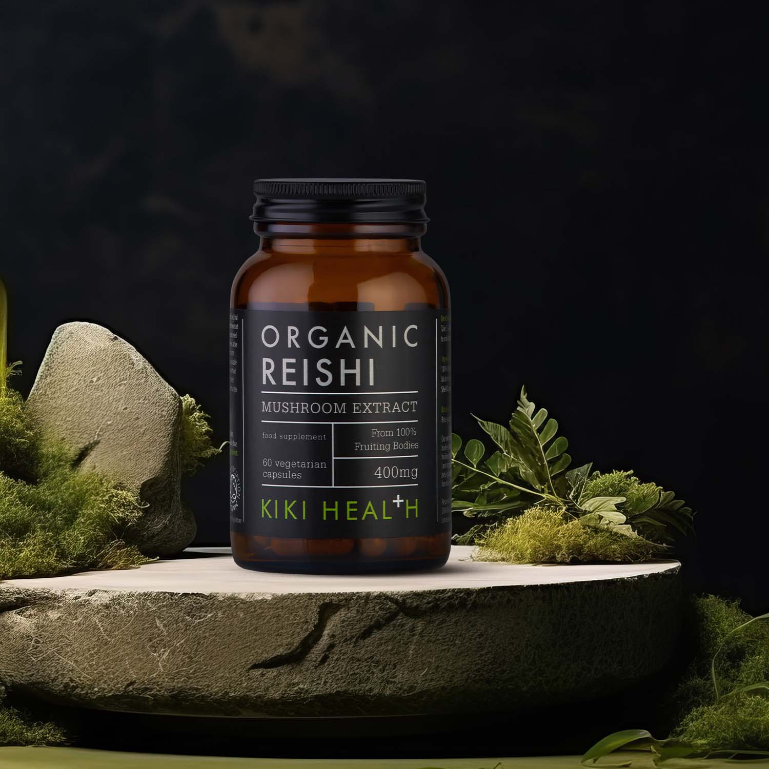 KIKI Health Organic Reishi Mushroom Extract Vegetarian Capsules 60's