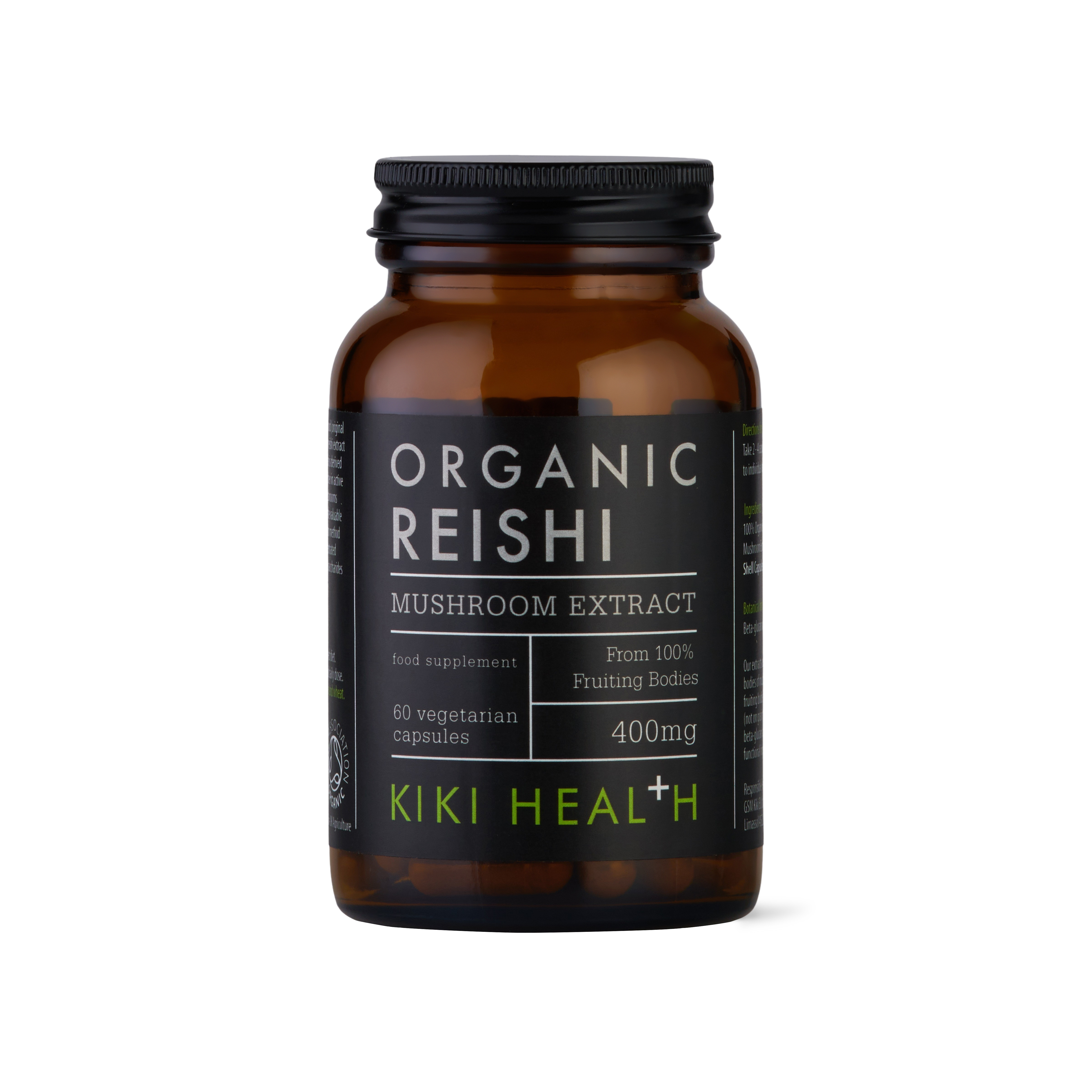 KIKI Health Organic Reishi Mushroom Extract Vegetarian Capsules 60's