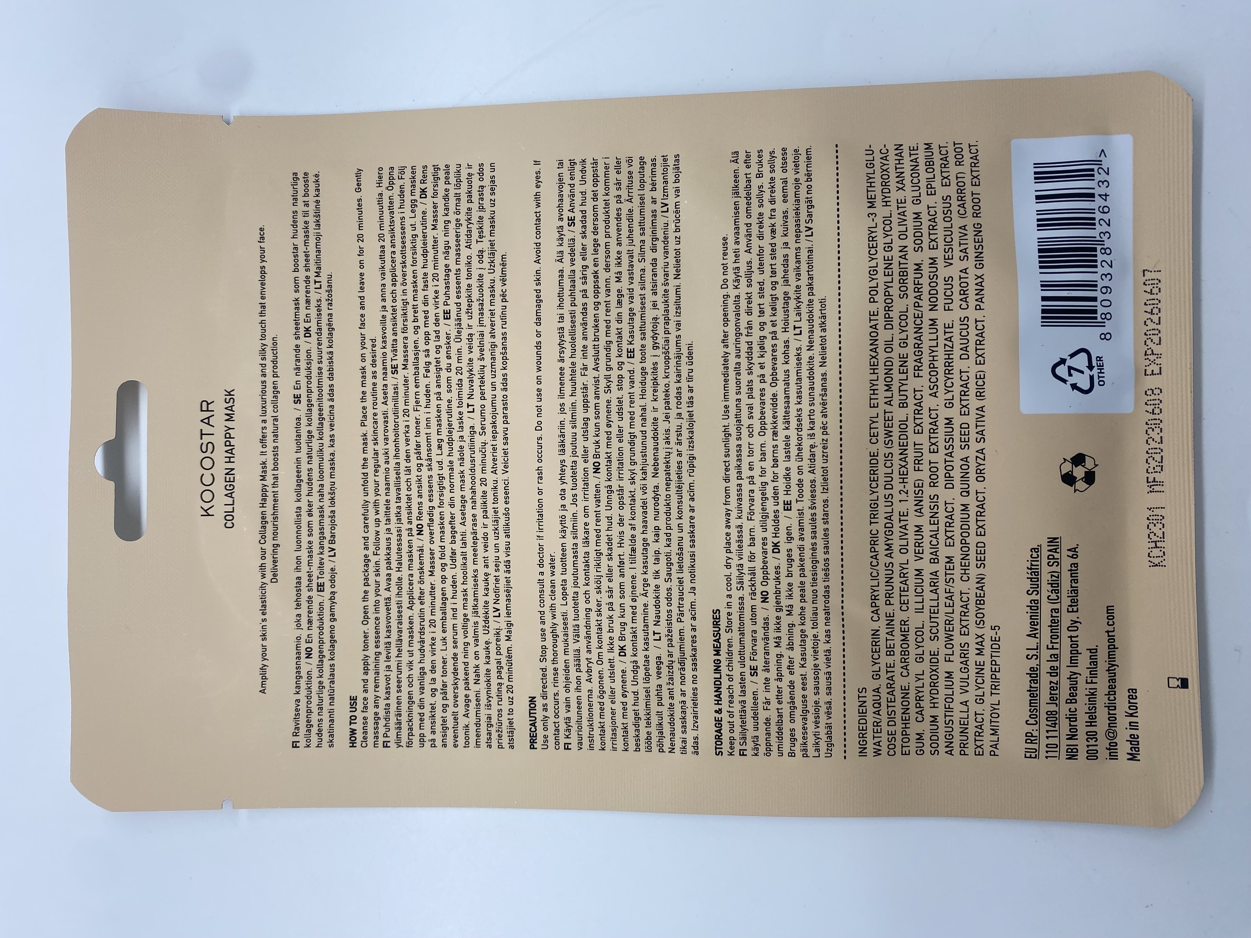 Kocostar Happy Mask Facial Sheet Collagen 23ml 1s