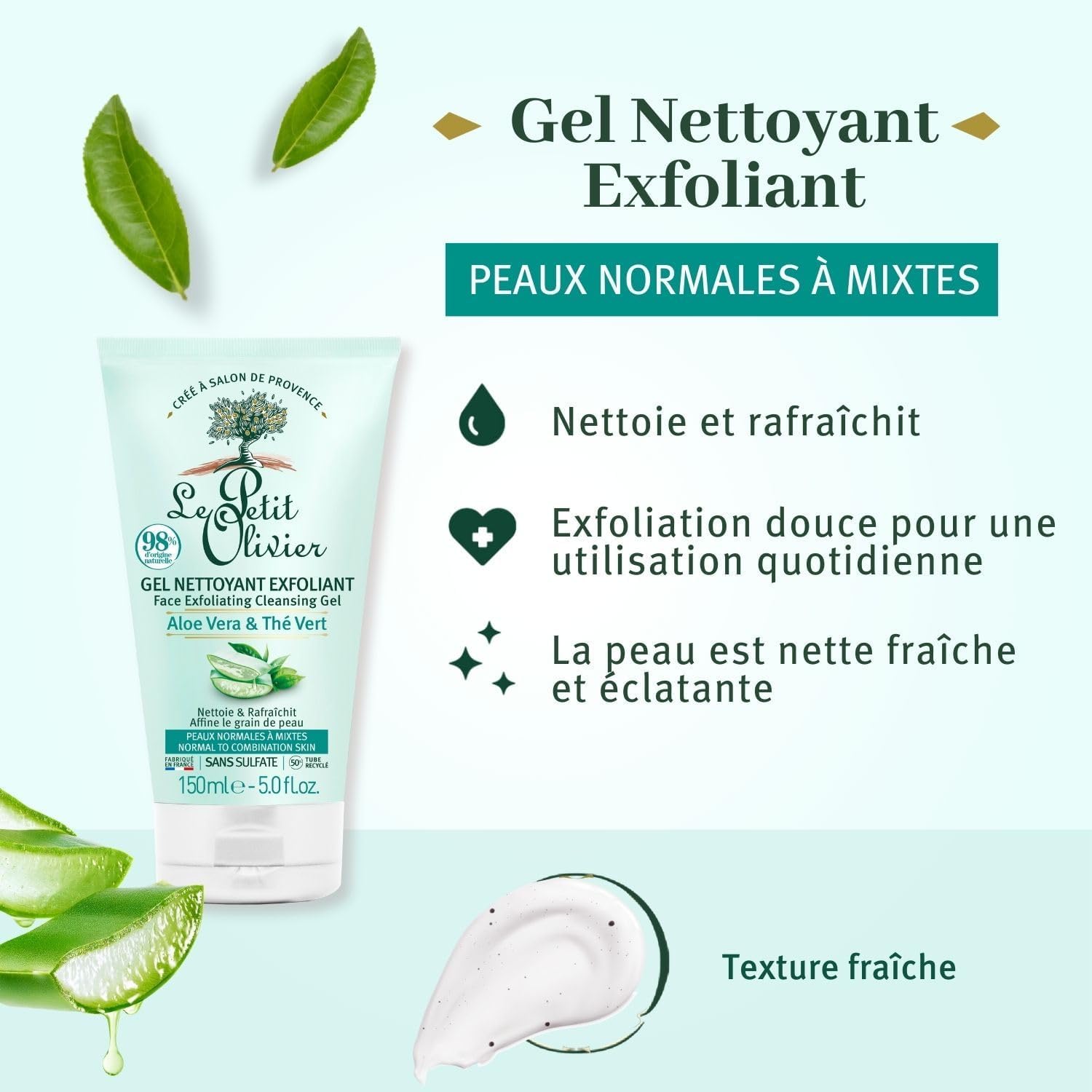 Le Petit Olivier Face Cleans Gel-Aloe &Greentea 150ml