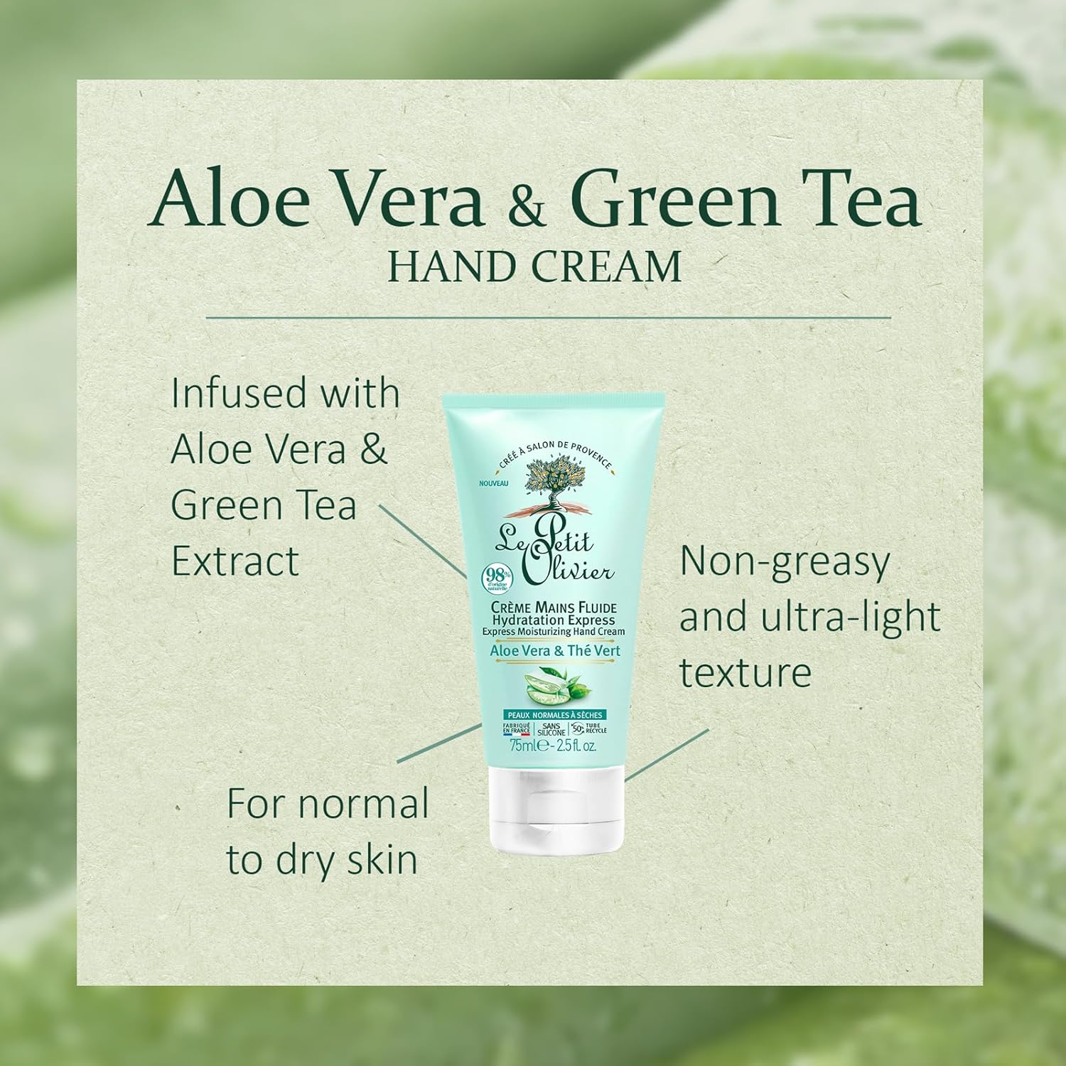 Le Petit Olivier Hand cream - Aloe Vera & Greentea 75ml