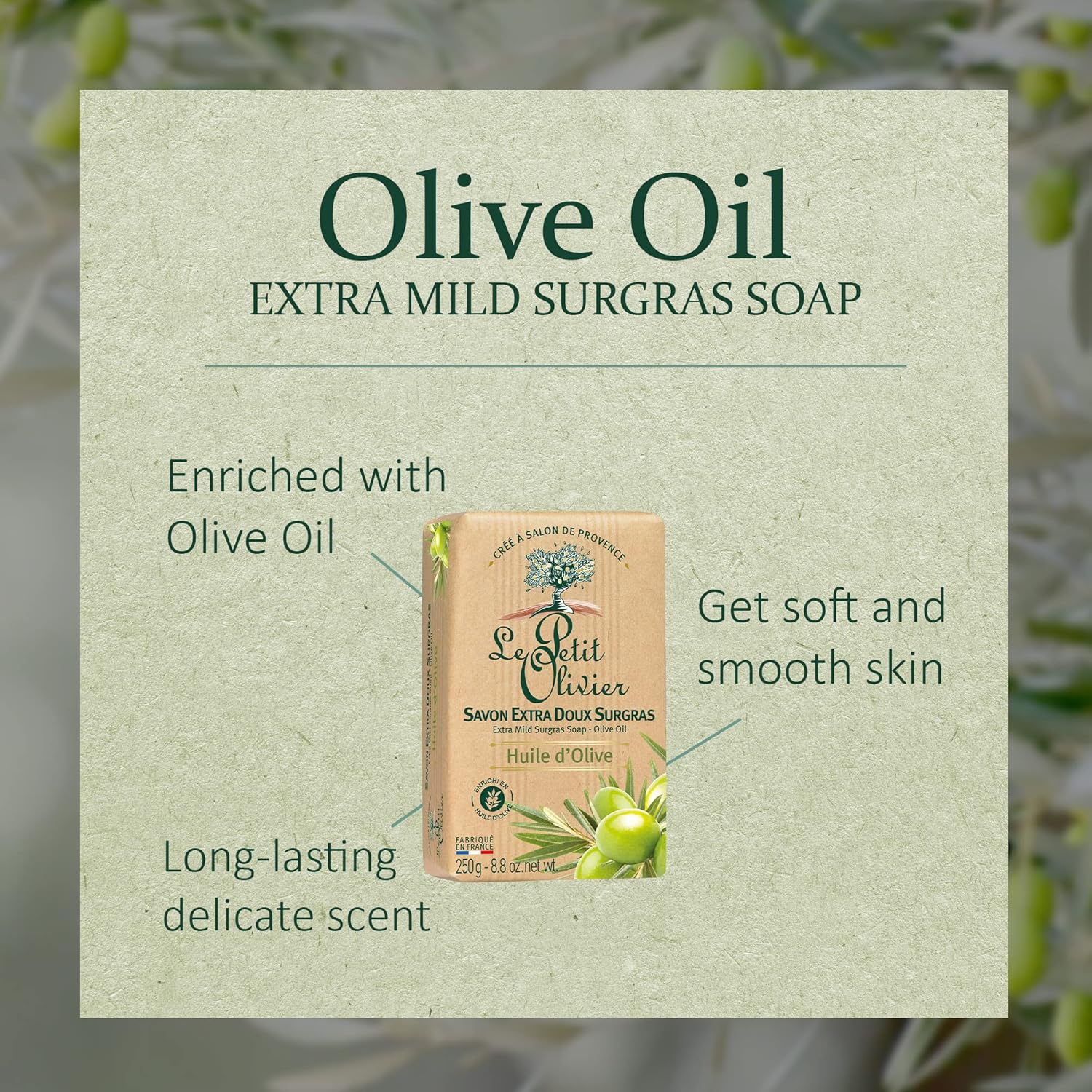 Le Petit Olivier Mild Surgar Soap -Olive Oil 250g