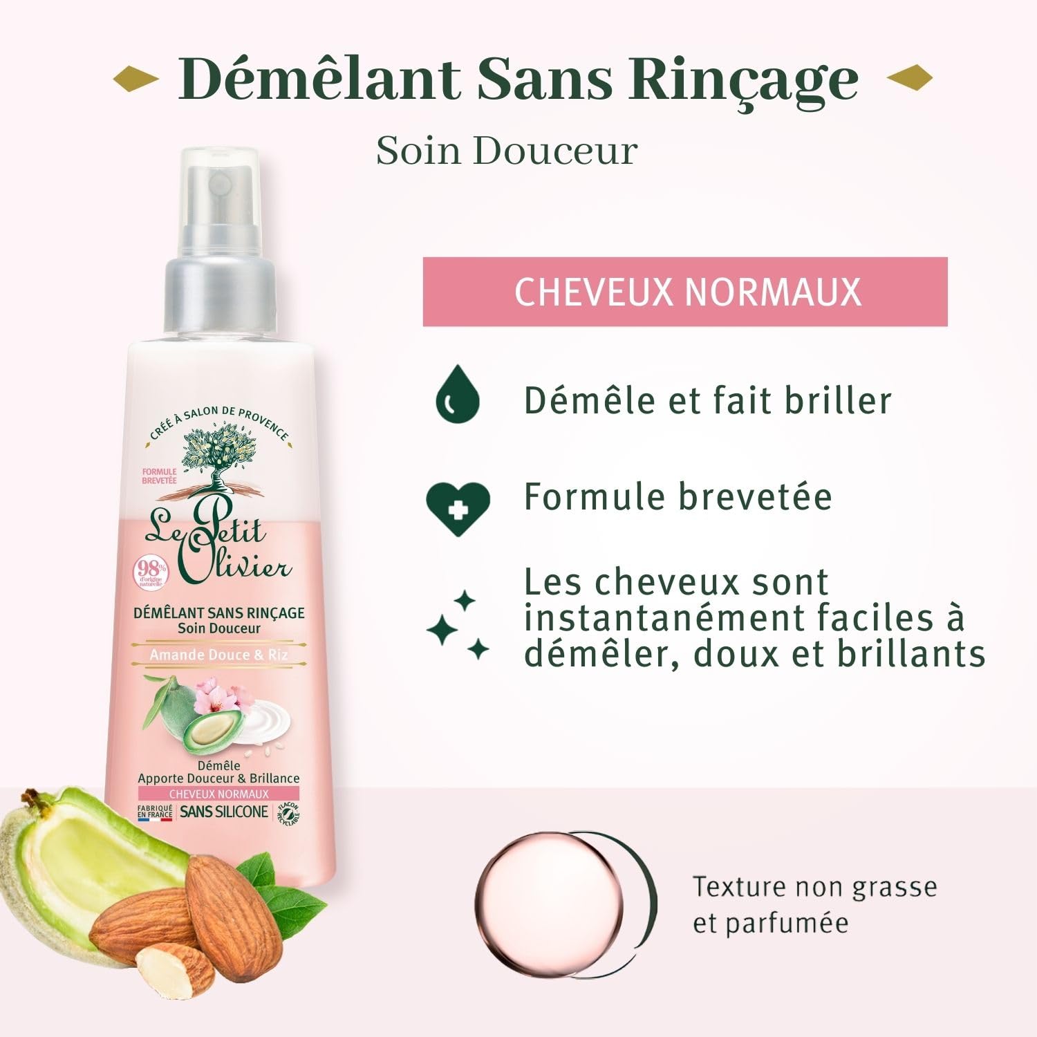 Le Petit Olivier No Rinse Hair Detangler Almond 150ml