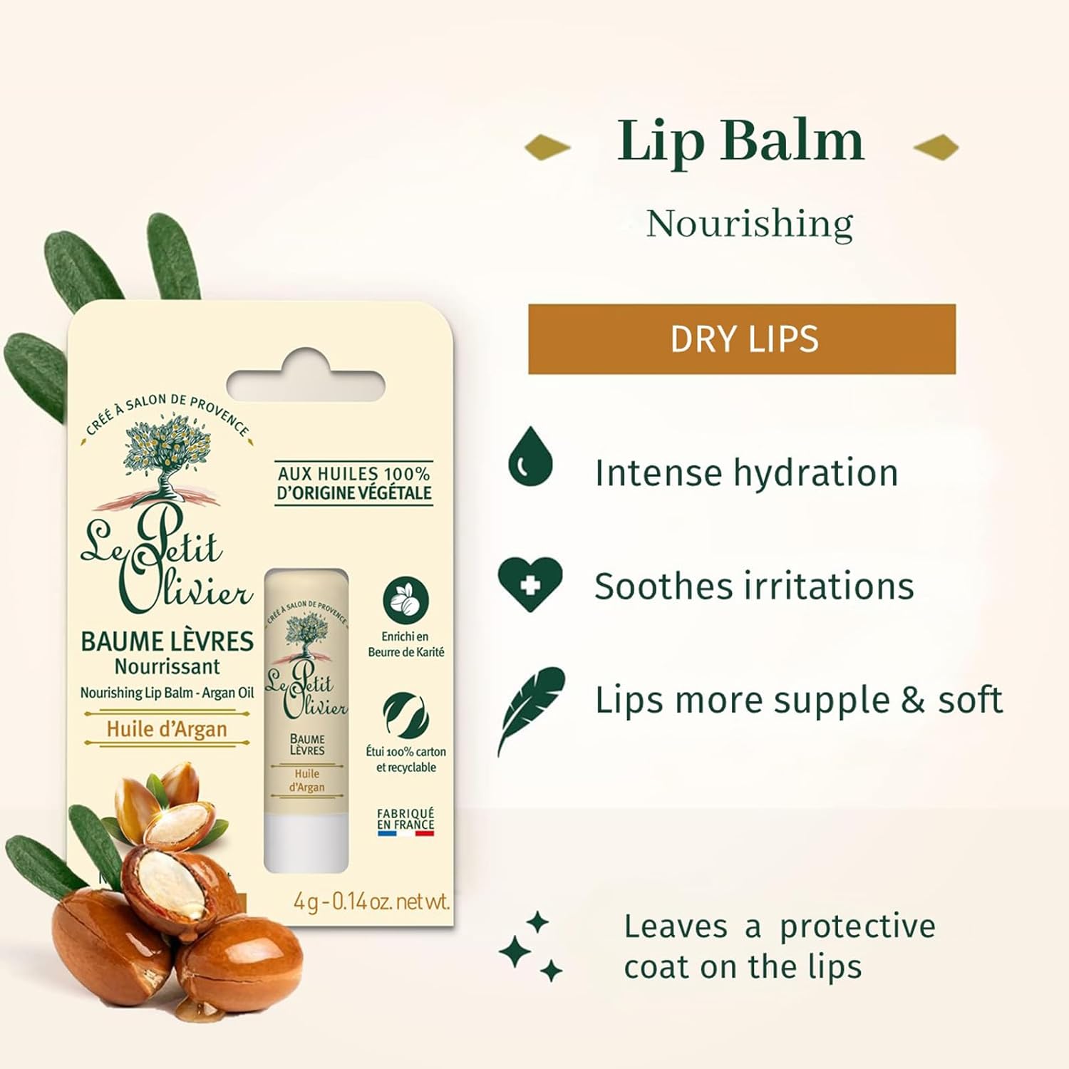 Le Petit Olivier Nourish Lip Balm Stick Argan Oil 4g