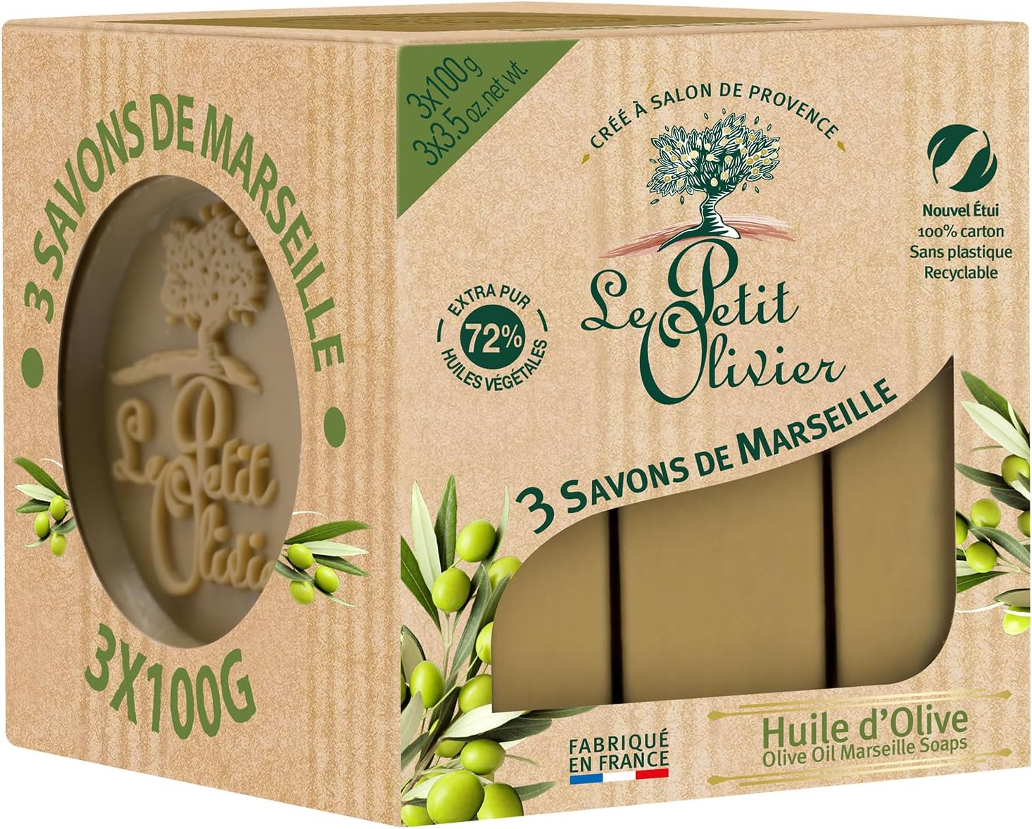 Le Petit Olivier Olive Oil Marseille Soaps 3x100g