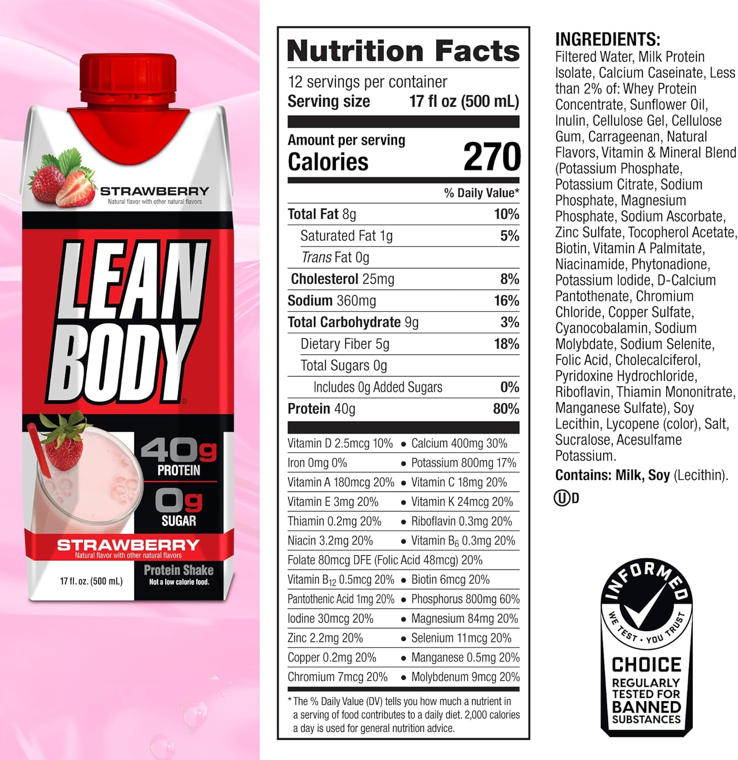 Lean Body RTD Strawberry 17oz - Box Of 12 pcs