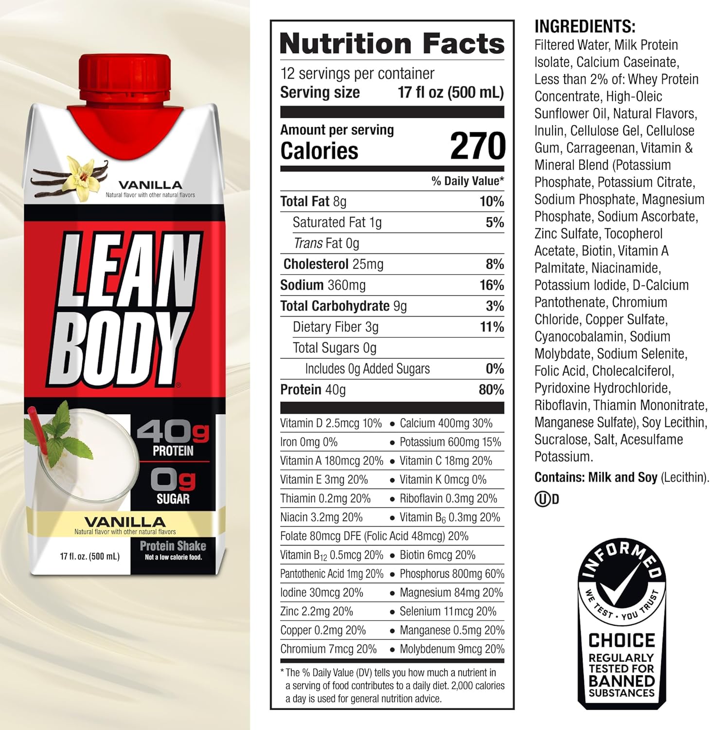 Lean Body RTD Vanilla 17oz - Box Of 12pcs